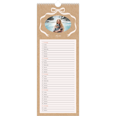 Calendario de cocina  — Papel kraft y lazo [Marzo]