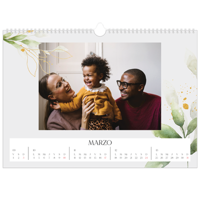 Calendario A3 horizontal — Salpicado floral [Marzo]