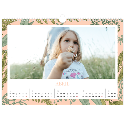 Calendario A3 horizontal — Tapiz floral [Abril]