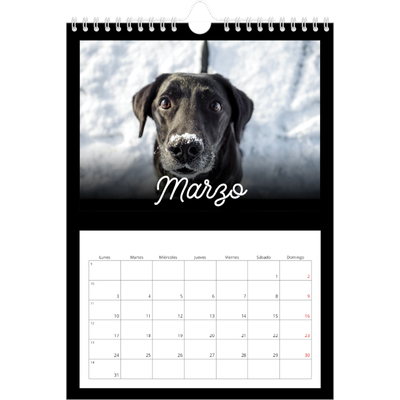 Calendario personalizado A4 — Negro minimalista [Marzo]