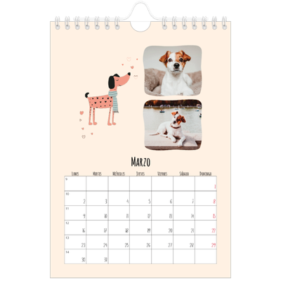 Calendario personalizado A5 — Perros y garabatos [Marzo]