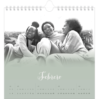 Calendarios Cuadrados — Verde bruma [Febrero]