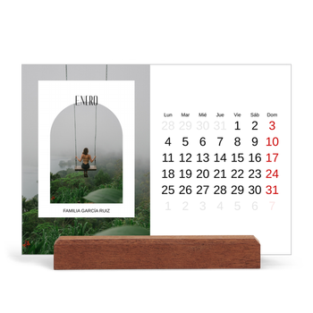 Calendario de mesa con base de madera - apaisado — El arco abierto