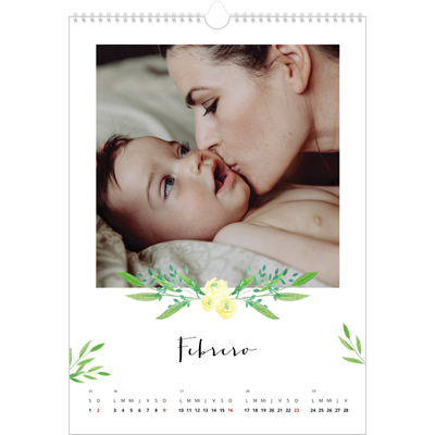 Calendarios A3 — Ilustraciones de flores [Febrero]