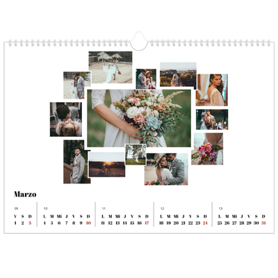 Calendario A3 horizontal — Formas de collage [Marzo]