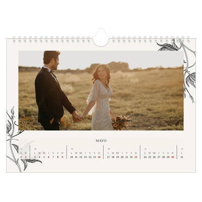 Calendario A4 horizontal — Tinta y hiedra [Mayo]