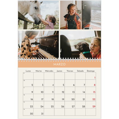 Calendario personalizado doble A4 — Capítulos pastel [Marzo]