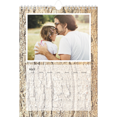 Calendario personalizado A4 — Corteza de árbol [Abril]