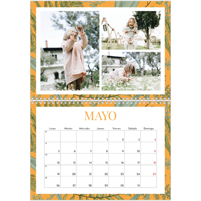 Calendario personalizado doble A4 — Tapiz floral [portada]