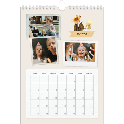 Calendario personalizado A4 — Scrapbook vintage [Marzo]
