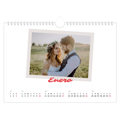 Calendario A4 horizontal — Firmado en carmín [Enero]