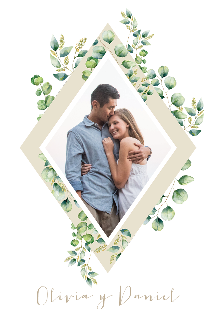 Invitaciones — Hojas geométricas verdes