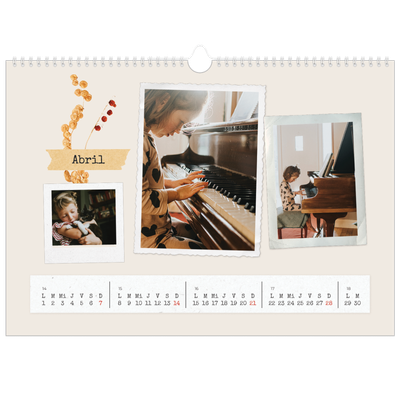 Calendario A3 horizontal — Scrapbook vintage [Abril]