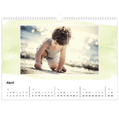 Calendario A3 horizontal — Fondos de acuarela [Abril]