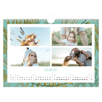 Calendario A4 horizontal — Tapiz floral [Marzo]