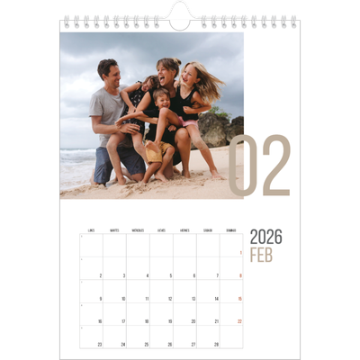 Calendario personalizado A4 — Meses numerados [Febrero]