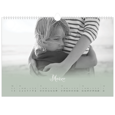 Calendario A3 horizontal — Verde bruma [Marzo]