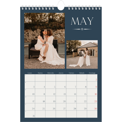Calendario personalizado A4 — Pizarra y caligrafía [Mayo]