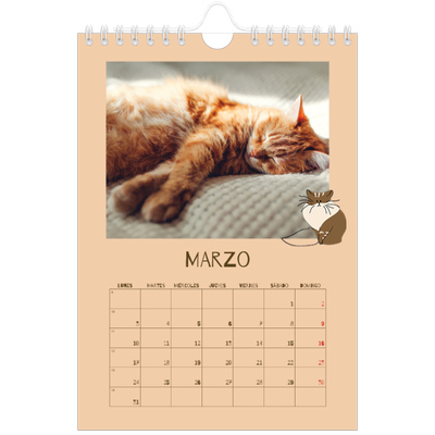 Calendario personalizado A5 — Gatito juguetón [Marzo]