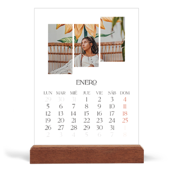 Calendario de mesa con base de madera - vertical — Fragmentos de viaje