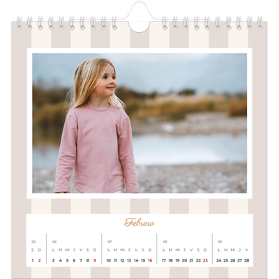 Calendarios Cuadrados — Letras y rayas [Febrero]