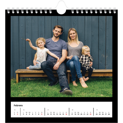 Calendarios Cuadrados — Margen negro [Febrero]