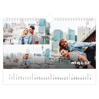 Calendario A4 horizontal — Guión sencillo [Marzo]