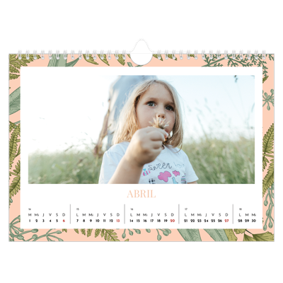 Calendario A4 horizontal — Tapiz floral [Abril]