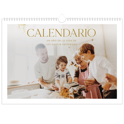 Calendario A3 horizontal — Texto dorado grande [portada]