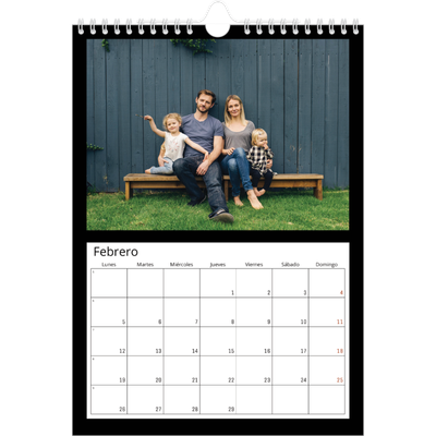 Calendario personalizado A4 — Margen negro [Febrero]