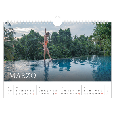 Calendario A4 horizontal — Serif sencillo [Marzo]