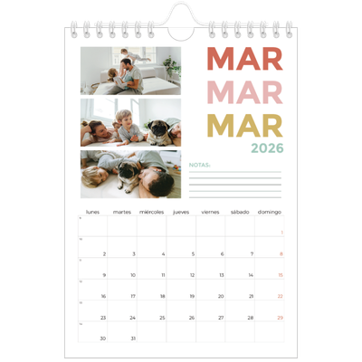 Calendario personalizado A5 — Tipografía colorida [Marzo]