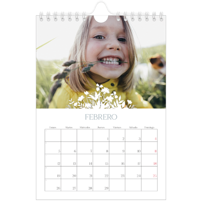 Calendario personalizado A5 — Motivo floral [Febrero]