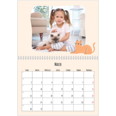 Calendario personalizado doble A4 — Gatos y garabatos [Marzo]