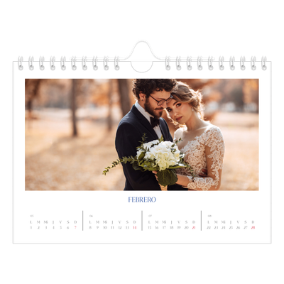 Calendario personalizado A5 — Clásico cobalto [Febrero]