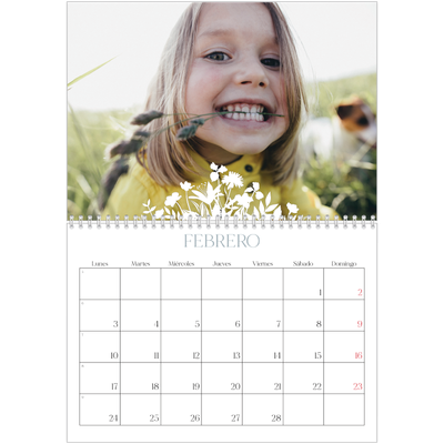 Calendario personalizado doble A4 — Motivo floral [Febrero]