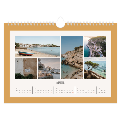 Calendario A4 horizontal — Colores clásicos [Abril]