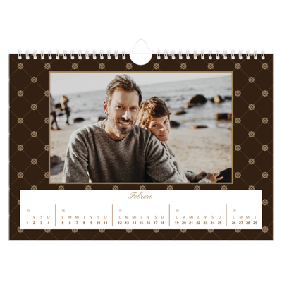 Calendario A4 horizontal — Vintage monocromo [Febrero]