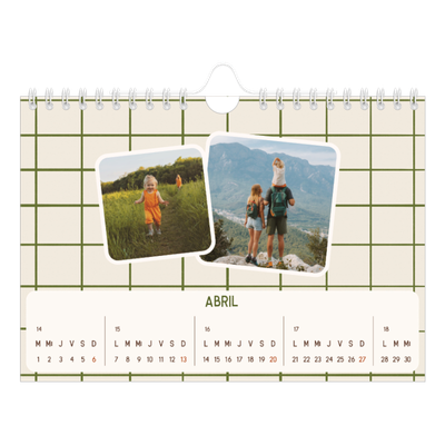 Calendario personalizado A5 — Patrones retro [Abril]