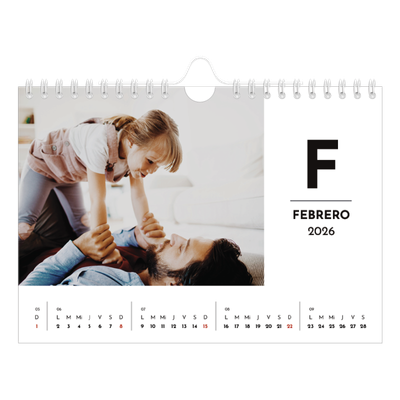 Calendario personalizado A5 — Letra destacada [Febrero]