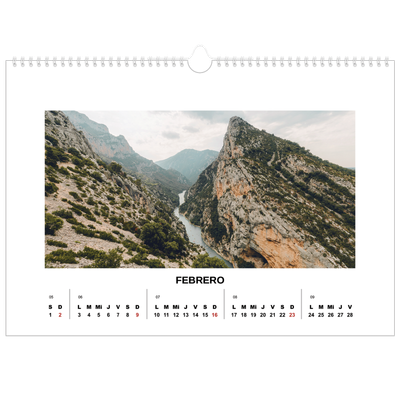 Calendario A3 horizontal — Foto simple [Febrero]