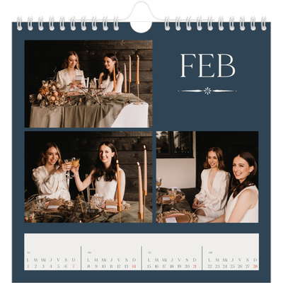 Calendarios Cuadrados — Pizarra y caligrafía [Febrero]