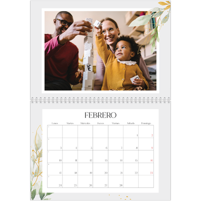 Calendario personalizado doble A4 — Salpicado floral [Febrero]