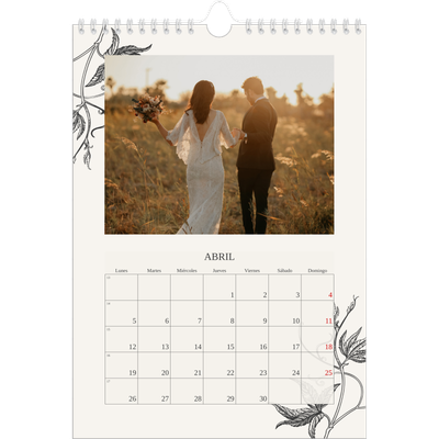 Calendario personalizado A4 — Tinta y hiedra [Abril]