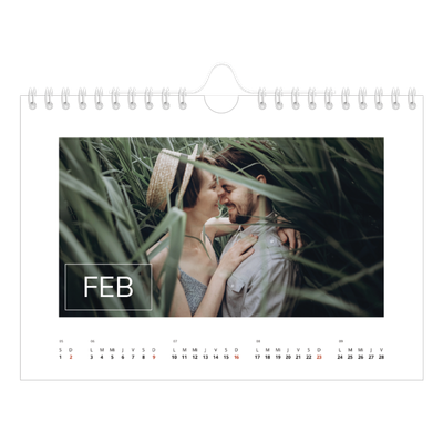 Calendario personalizado A5 — Fecha superpuesta [Febrero]