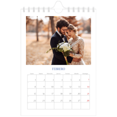 Calendario personalizado A5 — Clásico cobalto [Febrero]