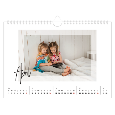 Calendario A4 horizontal — Marco transparente [Abril]