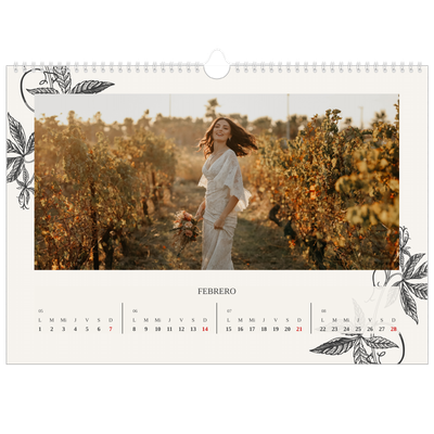 Calendario A3 horizontal — Tinta y hiedra [Febrero]