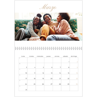 Calendario personalizado doble A4 — Cajas de tiras de fotos [Marzo]