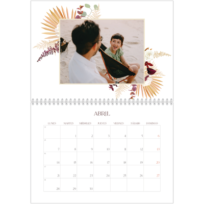 Calendario personalizado doble A4 — Boho [Abril]